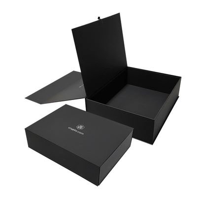 사용자 지정 로고 검은 종이 자기 닫기 접이식 선물 상자