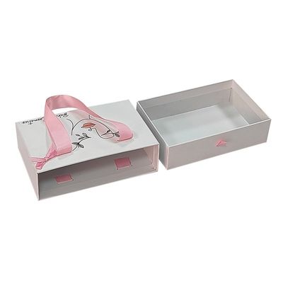 기타 상자형 로고 인쇄 고급 지갑 리본 손잡이가있는 고리 카드보드 슬라이드 상자