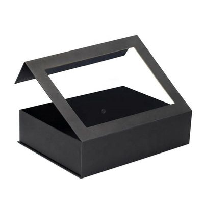 커스텀 플립 톱 PVC 창문 종이 패키지 큰 자석 폐쇄 선물 상자 선명한 뚜?? 창문