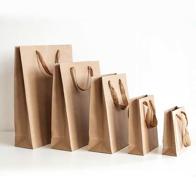 맞춤형 주문 용납 로고 대량 배송 커피 브라운 크래프트 종이 가방 손잡이
