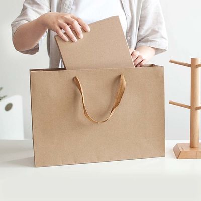 브라운 크래프트 종이 쇼핑 가방 오프셋 인쇄 의류 종이 가방 사용자 지정 로고