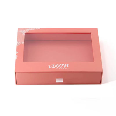 커스텀 종이 드라워 고지 선물 포장 슬라이딩 튀기 포장 상자 맑은 PVC 다이 커트 창