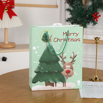 친환경 녹색 재활용 크리스마스 종이 가방 지속 가능한 휴가 선물 포장 솔루션