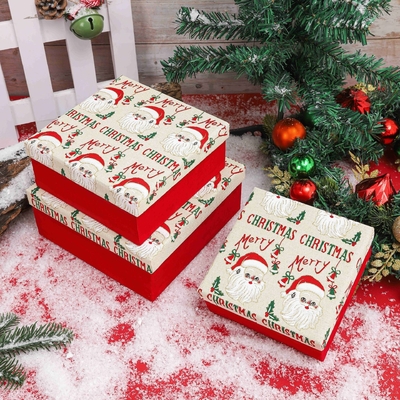 리본을 가진 크리스마스 선물 상자 세트 Xmas 대용 축제 포장용 휴일 선물 폴리에스터 인쇄