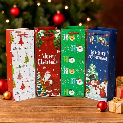맞춤형 소형 개인 크리스마스 종이 럭셔리 쇼핑 종이 가방 (리본 손잡이 포함)