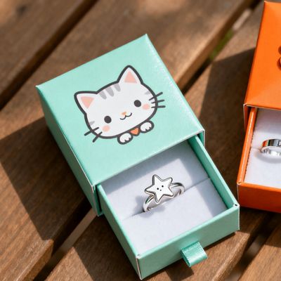 빈티지 럭셔리 커스텀 로고 링 박스 스펀지 벨벳 라인링 스탬핑 라크 UV 코팅 인쇄 처리