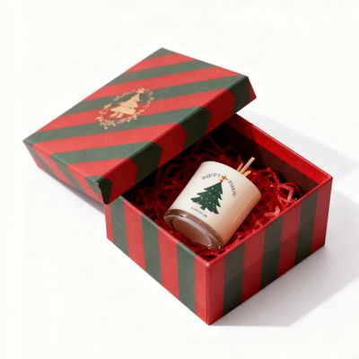 공장 도매 주문 컬러풀 카드보드 크리스마스 종이 상자 뚜?? 과 기본 촛불 상자 스탬핑