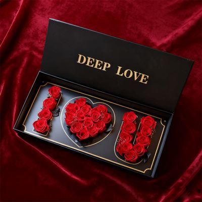 맞춤형 인기 I LOVE U 꽃 선물 상자 친환경 재활용 자석 종이 상자 포장 장미 꽃 선물 상자