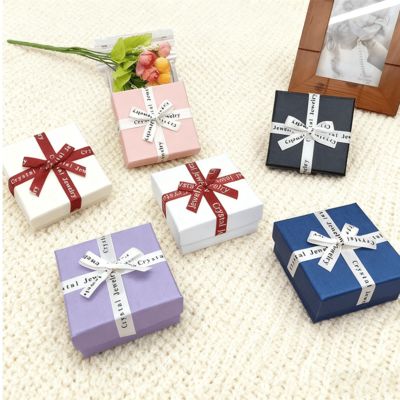 맞춤형 주얼리 포장 영어 리본 헤븐 앤 어스 사각 상자 우아한 판지 커버 귀걸이 반지 상자