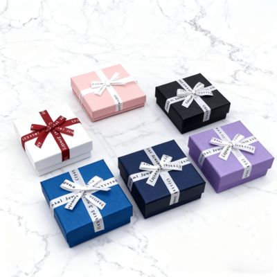 맞춤형 주얼리 포장 영어 리본 헤븐 앤 어스 사각 상자 우아한 판지 커버 귀걸이 반지 상자