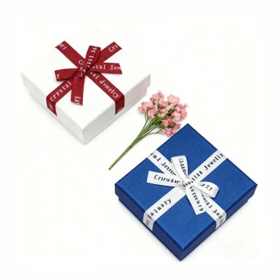 맞춤형 주얼리 포장 영어 리본 헤븐 앤 어스 사각 상자 우아한 판지 커버 귀걸이 반지 상자