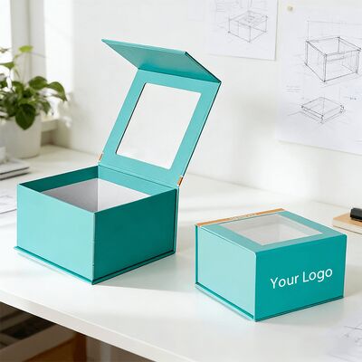 맞춤형 고급 수제 자석 잠금 선물 상자, 창문 포장 종이 상자, 모자 및 의류용