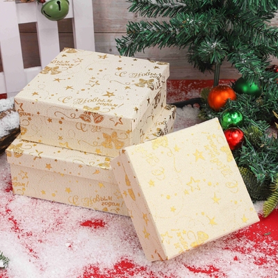 리본을 가진 크리스마스 선물 상자 세트 Xmas 대용 축제 포장용 휴일 선물 폴리에스터 인쇄